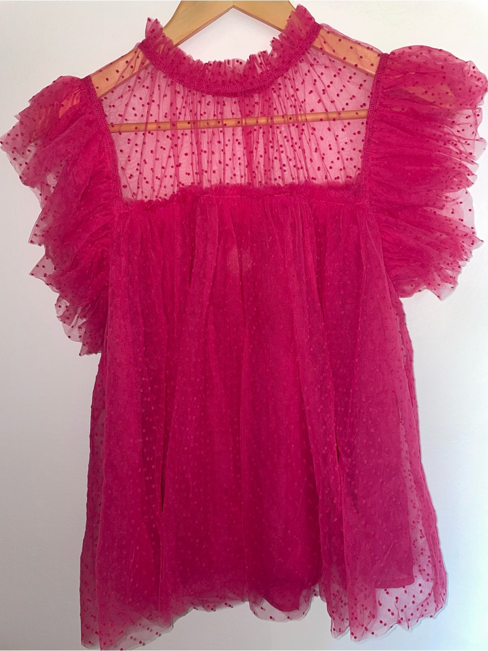 entro Hot Pink Ruffle Tulle Blouse - Picture 2 of 2